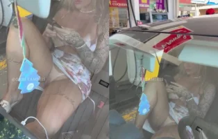 Flagrada Sem Calcinha, Gabi Tamiris Aparece Dentro do Carro no Posto – Onlifans Pornô